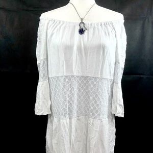 EST. 1946 White Boho Peasant Off Shoulder Dress S
